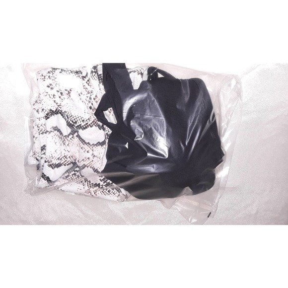 NIP Bikini Sz L Animal Print High Waist Bottoms, Padded Black Strappy Top - Picture 4 of 7